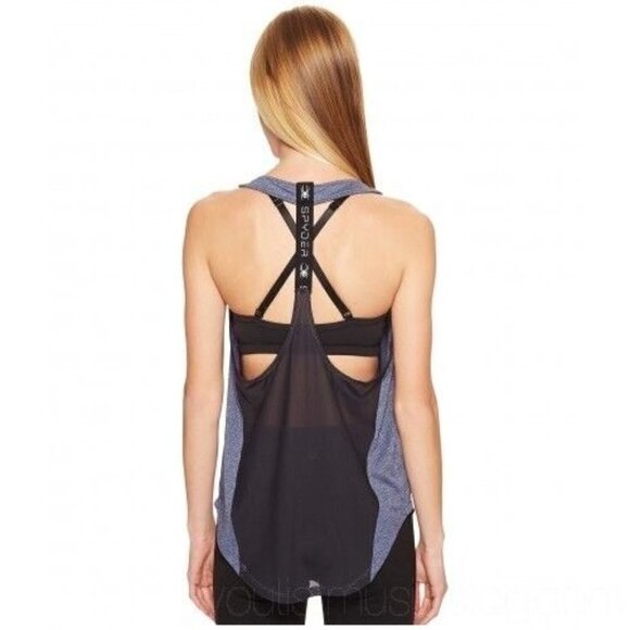 Spyder Racerback Loose Tank Top Running Aura Moisture Wicking Blue Womens Sz L - Picture 10 of 12